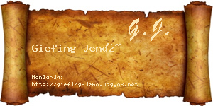 Giefing Jenő névjegykártya